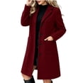 thumbnail image 2 of Afelkas Women Winter Wool Coat Single Breasted Notched Lapel Knee Length Midi A-Line Peacoat with Pockets, 2 of 5