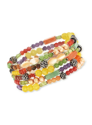 No Boundaries Juniors Pink and Gold Tone Love Beaded Stretch Bracelets,  4-Pack 