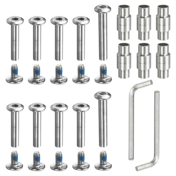 Uxcell Inline Skate Axle Screw Replacement Roller Wheel Repair Kit Accessories with Long-Sleeved Spacer Shaft Wrench