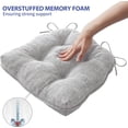 thumbnail image 5 of Chair Cushions for Dining Chairs Set of 4, Kitchen Chair Cushions, Chair Pads with Ties and Non Slip Backing, Tufted Memory Foam Seat Cushion 4 Pack, 15.5" x 15.5" x 4", Light Gray, 5 of 14