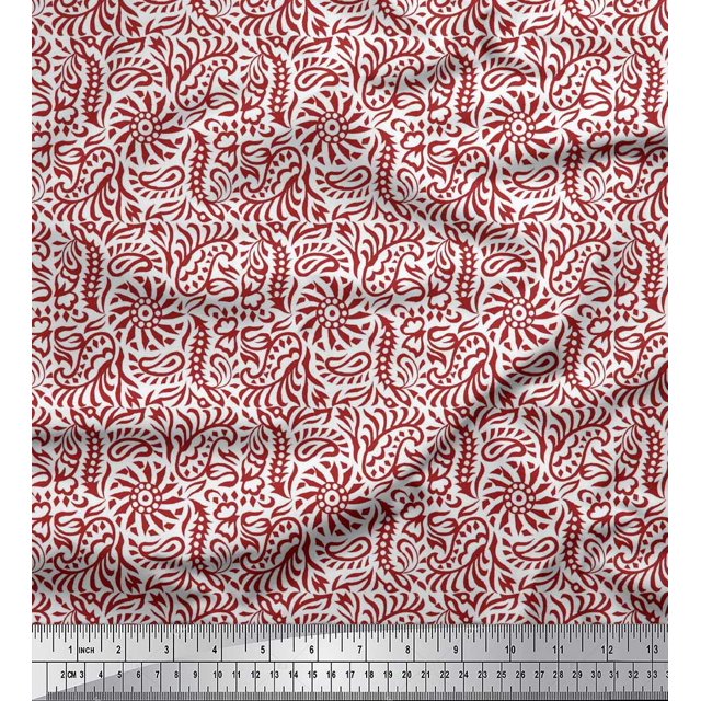 Soimoi Rayon Fabric Floral & Paisley Block Decor Fabric Printed Yard 56 Inch Wide