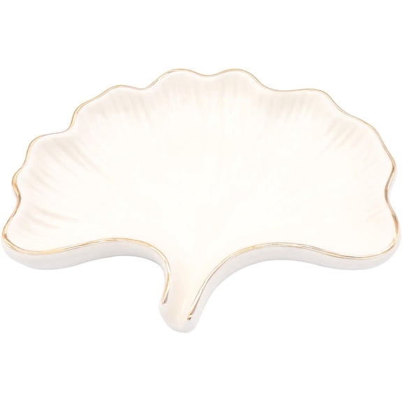 Ginkgo Leaf Style Ceramic Self Draining Soap Dish Waterfall Soap Dish Soap Savers for Bathroom,Shower,Bar Counter