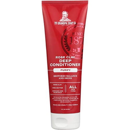 Rose Clay Deep Conditioner by The Grandpa Soap Company | Unisex | Rose Clay Shea Butter & Avocado and Olive Oils | All Hair Types | | Clean Shampoo |Vegan & Sulfate-Free | 8 Fl. Oz. Tube