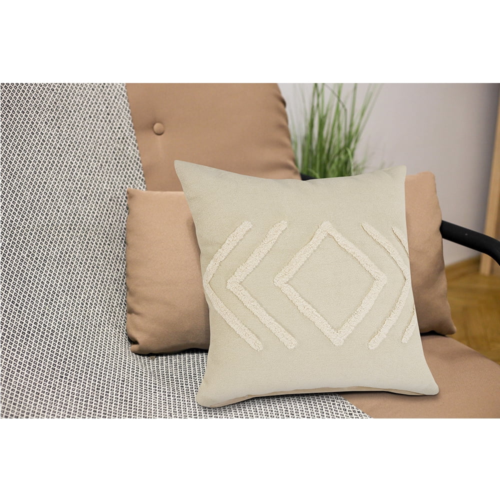 Woven Paths Directional Diamond Throw Pillow, 20" x 20", Off-White