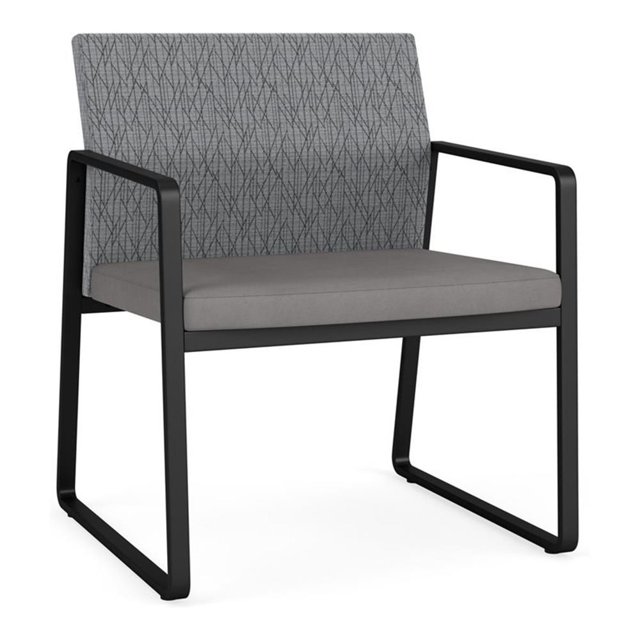 Fauteuil d'Invité Surdimensionné Gansett pour Réception et Attente / Acier Noir / Gris / Gris