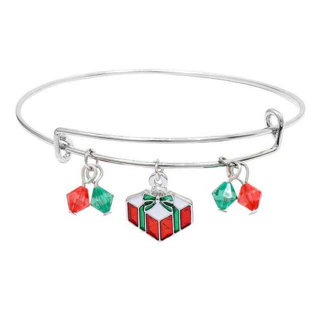 Fiudx Pulsera Navideña de Aleación con Diseño de Árbol de Navidad, Joya Llamativa, Colgante de Aceite Único, Regalo para Fiesta, Compromiso, Accesorio Ideal para Mujer.