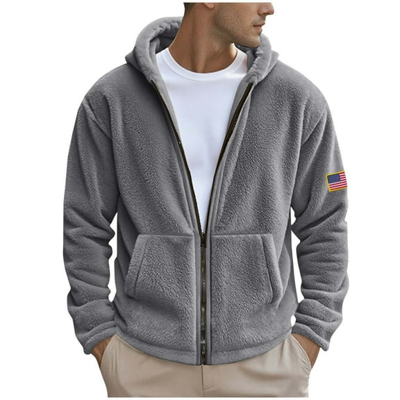 Zip Up Jacket Sevevn Men's Fleece Jacket Sherpa Lined Zip Up Jacket with Nylon Panels Warm Outdoor Jackets for Men (S-3XL)