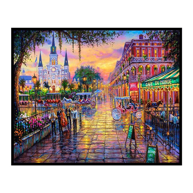 Cuadros Decorativos Punto de cruz completo 11CT hilo de algodón New Orleans Square Counted Kits de bordado Tmvgtek embutido en tela