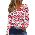 thumbnail image 2 of Craaazy Women's Loose Love Prints Valentines Shirts Casual V-neck Long Sleeve Tops Gifts, 2 of 4