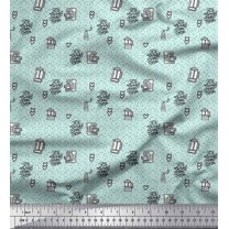 Soimoi Green Cotton Voile Fabric Its Always Coffee Time Text Fabric Prints By Yard 42 Inch Wide