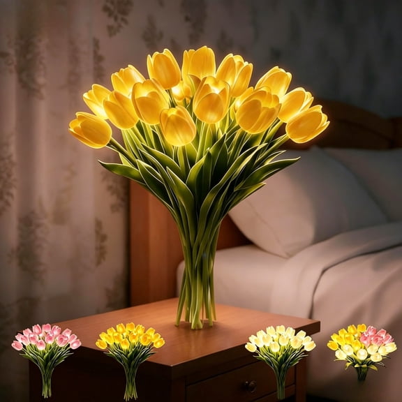 15 Pcs Twinkling Tree Tulips Night Light, 2026 New Led Night Light that Never Fade, Flower Shaped Ambient Night Lamp for Bedroom Bedside Decor & Gift