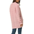 thumbnail image 6 of MODA NOVA Juniors Fall Winter Long Sleeve Cable Knit Open Front Sweater Cardigan with Pockets Pink S, 6 of 6