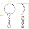 thumbnail image 2 of 60 PCS 25mm Keyrings with Chain, Steel Keychain Rings，JUN, 2 of 5