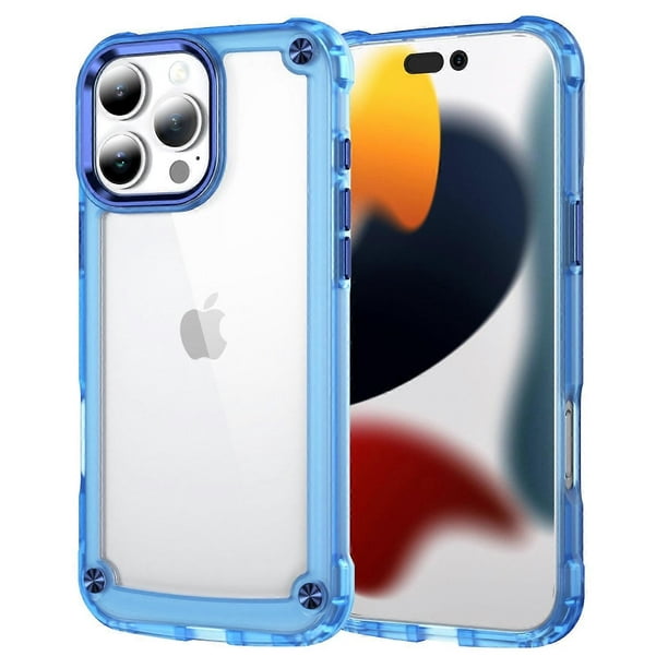 For iPhone 16 Pro Case Anti-drop TPU Frame Clear PC Back Cover - Transparent Purple