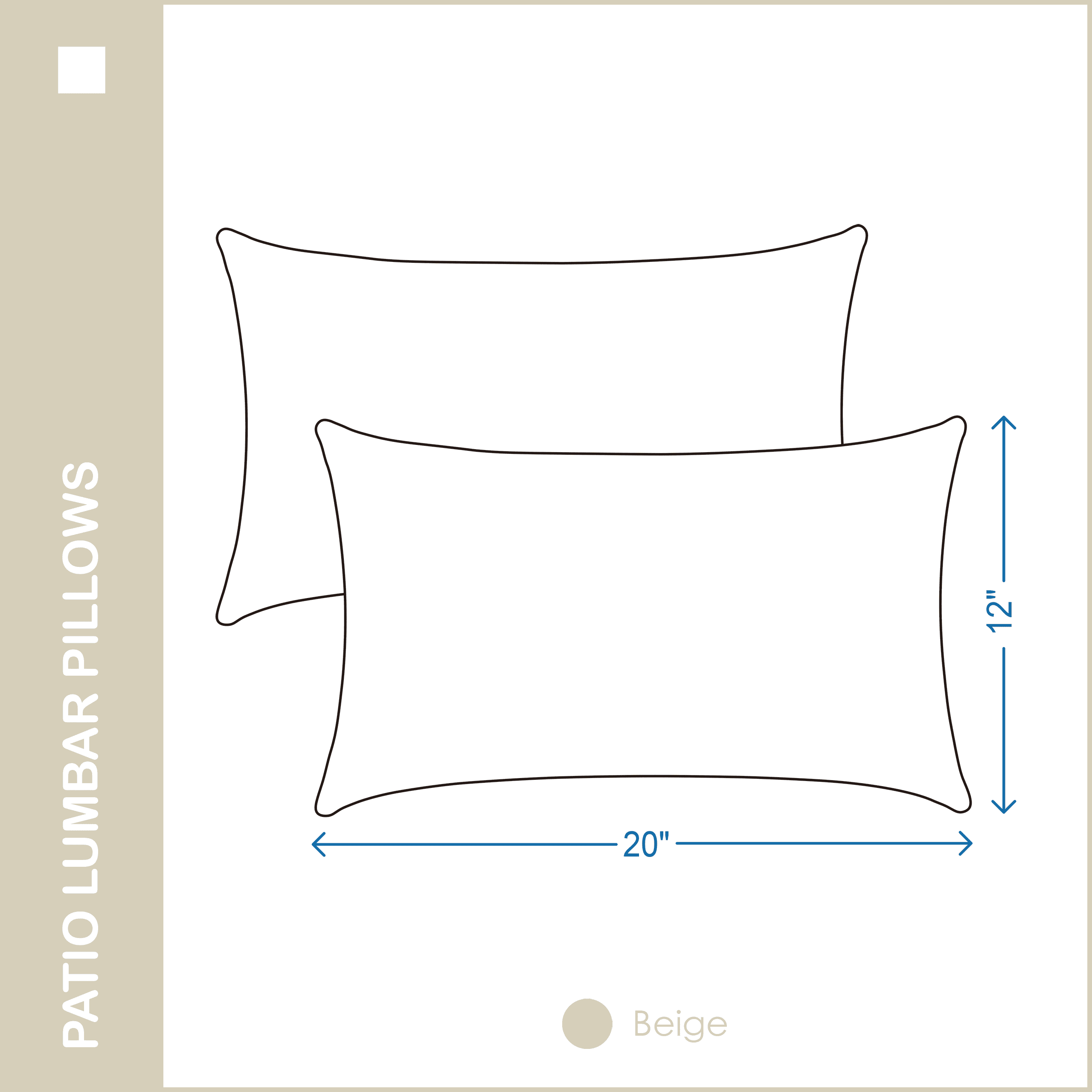 YOOZEKU Indoor Outdoor Lumbar Pillows,Waterproof Outdoor Pillows Set of 2 for Patio Furniture,12x20 Inch,Beige