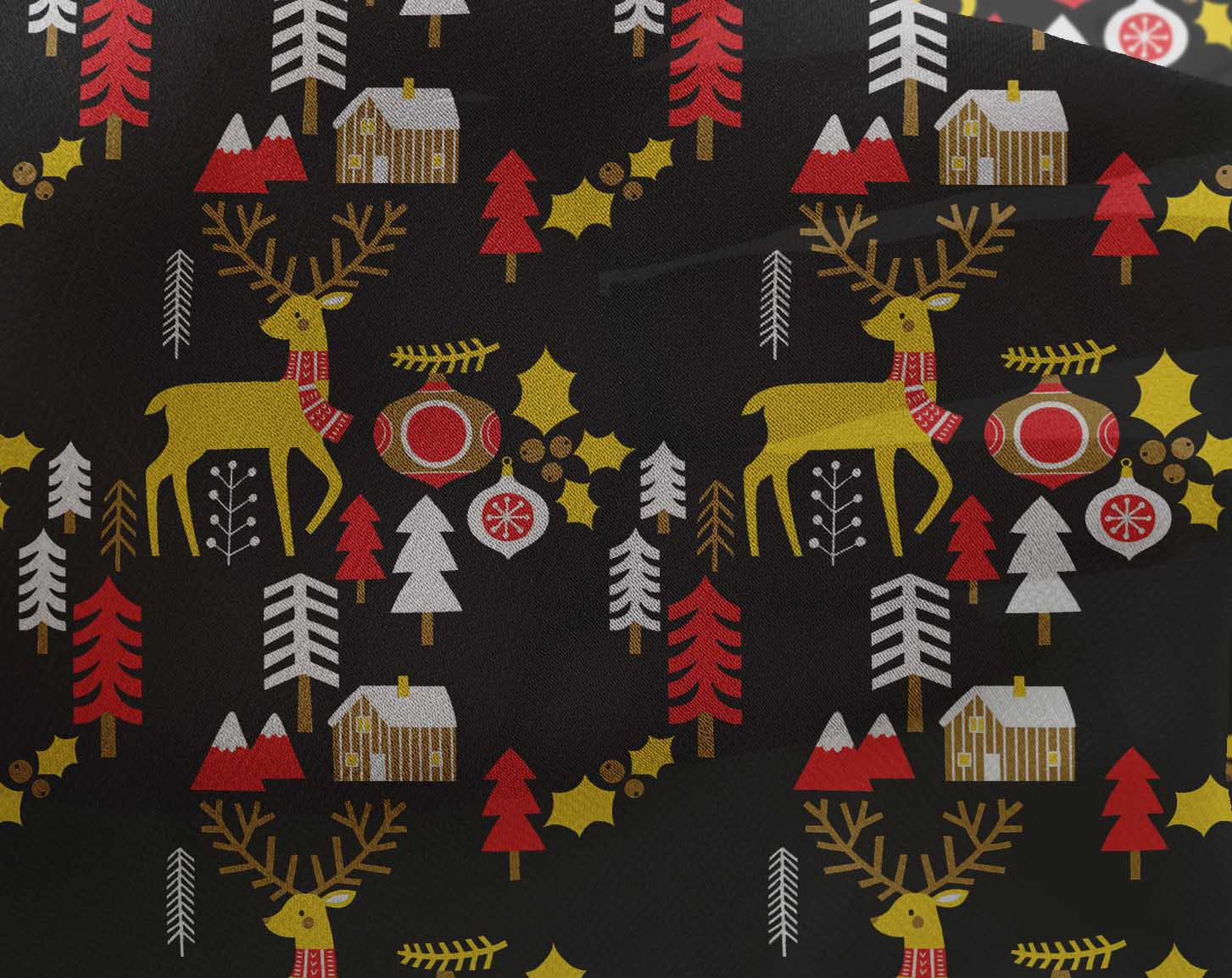 oneOone Georgette Viscose Black Fabric Merry Christmas Sewing Fabric By The Yard Printed Diy Clothing Sewing Supplies 42 Inch Wide-CQL