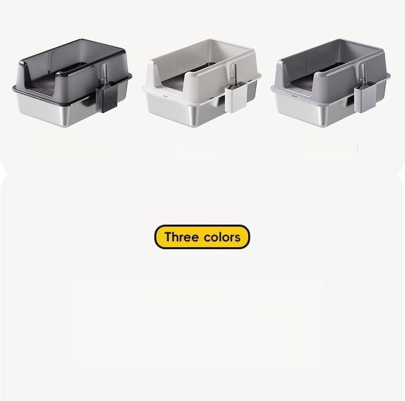 Stainless Steel XL Cat Litter Box, 8" Deep Enclosed Metal Litter Pan with Lid & Filter, Anti-Leak Non-Stick Design, Includes Scoop for Large Cats