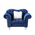 thumbnail image 3 of Morden Fort Velvet Living Room Chair Luxury Chesterfield Tufted Camel Back Armchair, Blue, 3 of 7