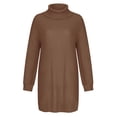 thumbnail image 4 of Fsqjgq Fall Dresses for Women 2024 Turtleneck Long Lantern Sleeve Casual Loose Short Oversized Sweater Dress Winter Pullover Brown-D S, 4 of 5