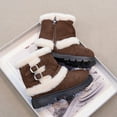 thumbnail image 6 of Quealent Kids Girls Boys Winter Warm Boots Suede Lightweight Faux Furry Lined Mid Calf Snow Boots for Toddler/Little Kid Coffee for Size 2.5, 6 of 8
