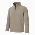thumbnail image 4 of NOLDARES Mens Quarter Zip Pullover Long Sleeve Mock Neck Sweatshirts Lightweight Polo Shirt Relaxed Fit,Khaki,S, 4 of 4