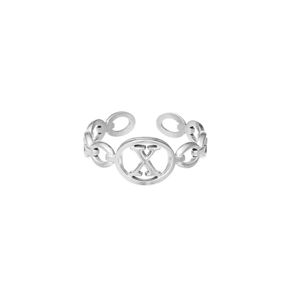 Anillo de 26 letras chapado en acero de titanio, anillo de dedo índice con apertura en inglés, anillo hueco Wmkox8yi sjalhkljlk2013