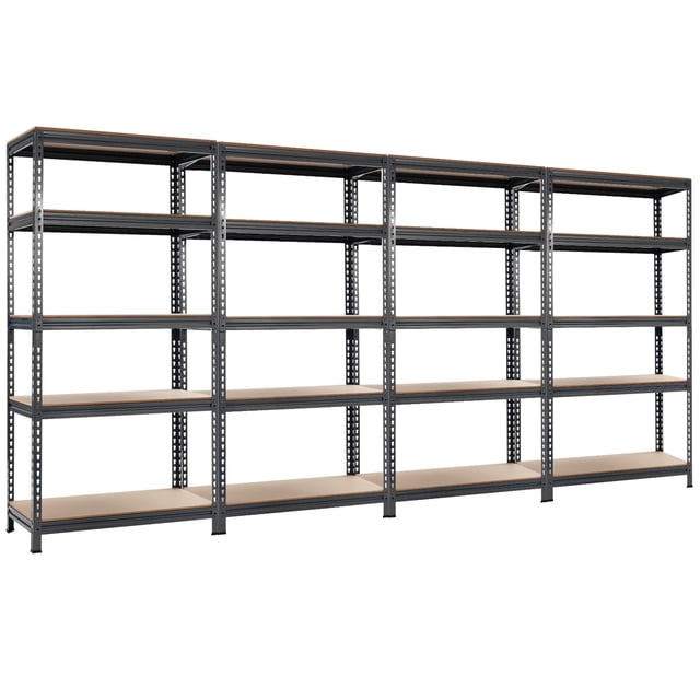 Patiojoy 5-Tier Industrial Steel Storage Shelves Garage Rack with Adjustable Shelves Grey