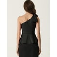 thumbnail image 3 of DARING DIVA Women's One Shoulder Top Bow Ruffled Peplum Top L Black, 3 of 6