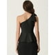 thumbnail image 3 of Blusa sin Mangas para Mujer Peplum Top de un Hombro con Volantes Blusa Elegante Negro M, 3 of 6