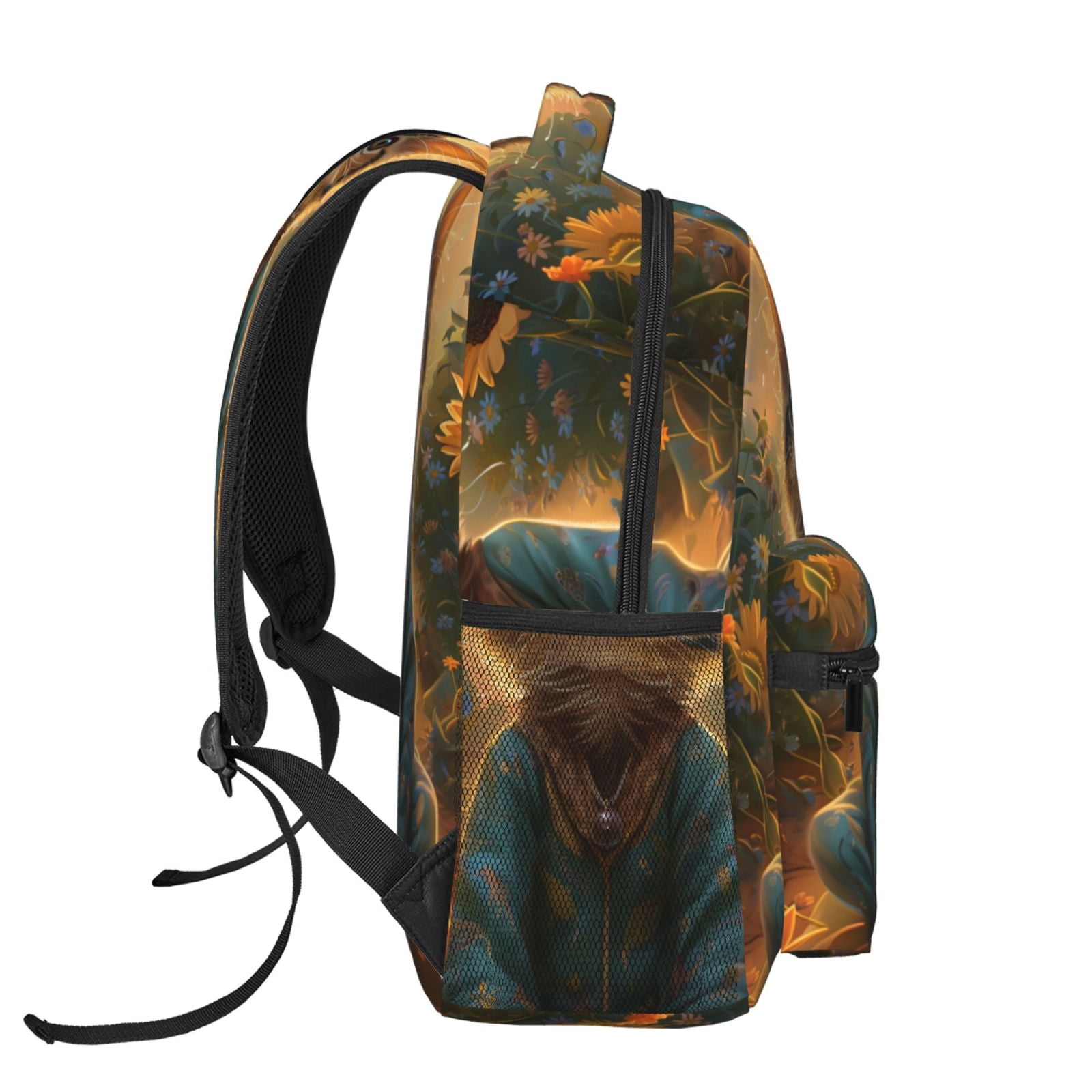 Xecao Sunflower Meditating Cat Backpack, a stylish and functional choice for both men and women, is the perfect basic bookbag for college, work, or travel