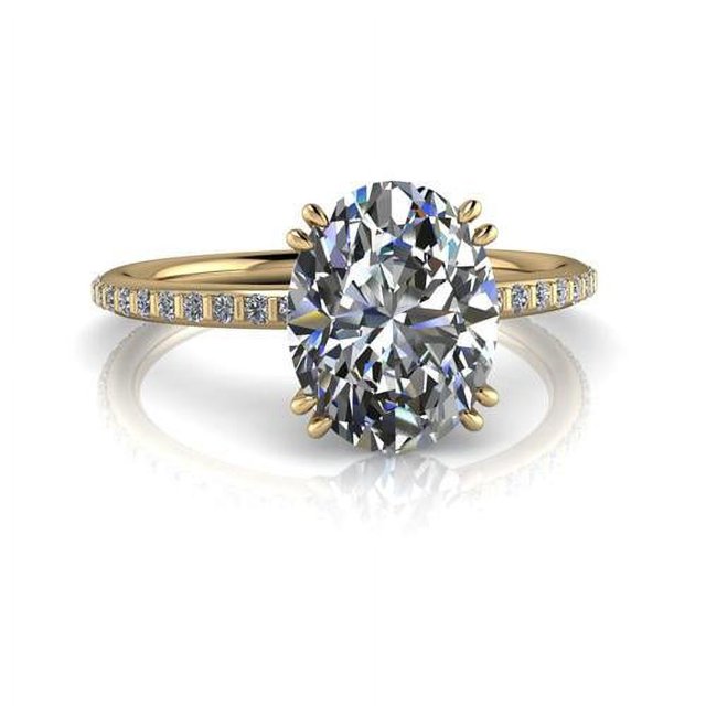 2.34 Ct Wonderful Oval Natural Moissanite Diamond Wedding Rings for Ladies Fine 14K Yellow Gold