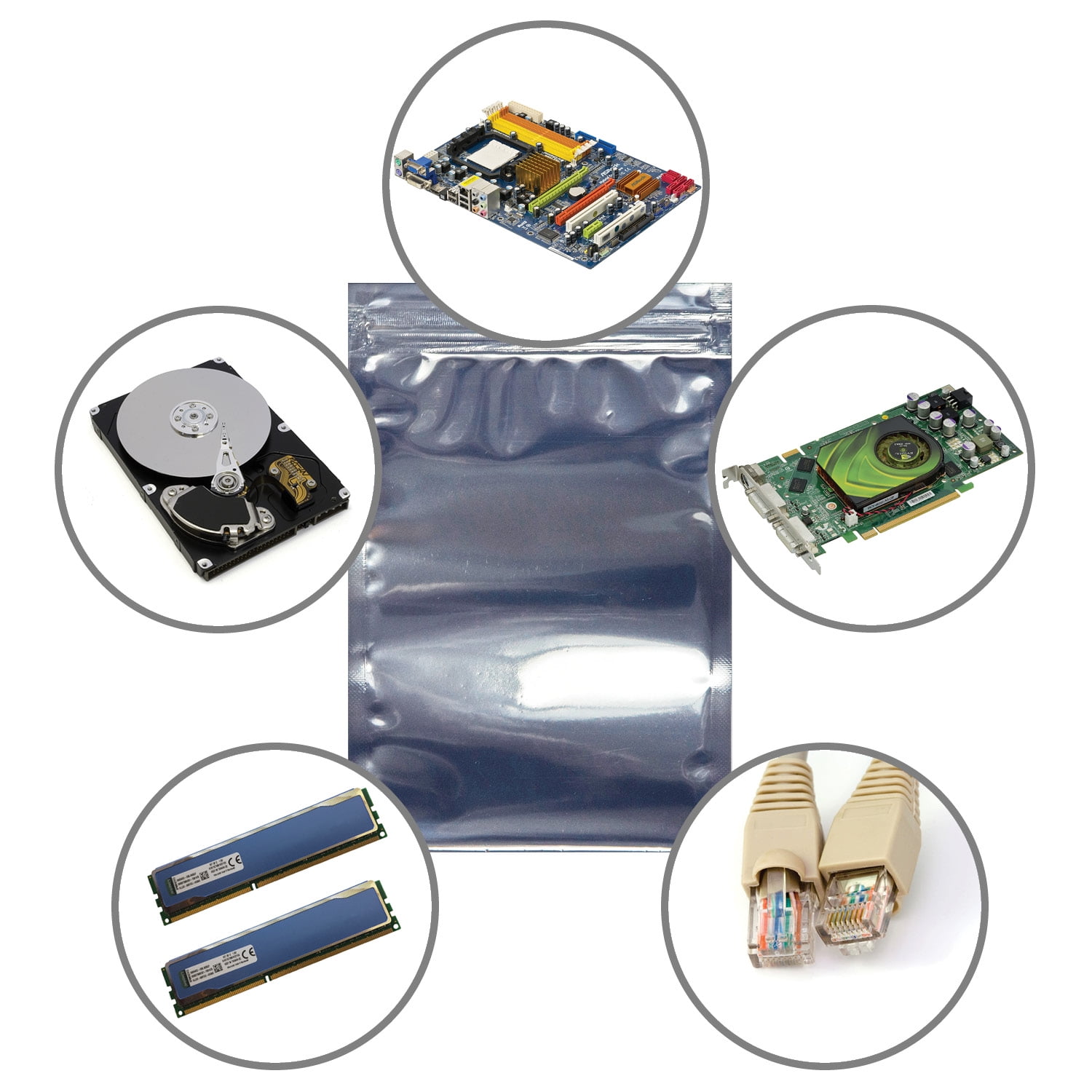 LJY 75 Pieces Antistatic Resealable Bags for SSD HDD and