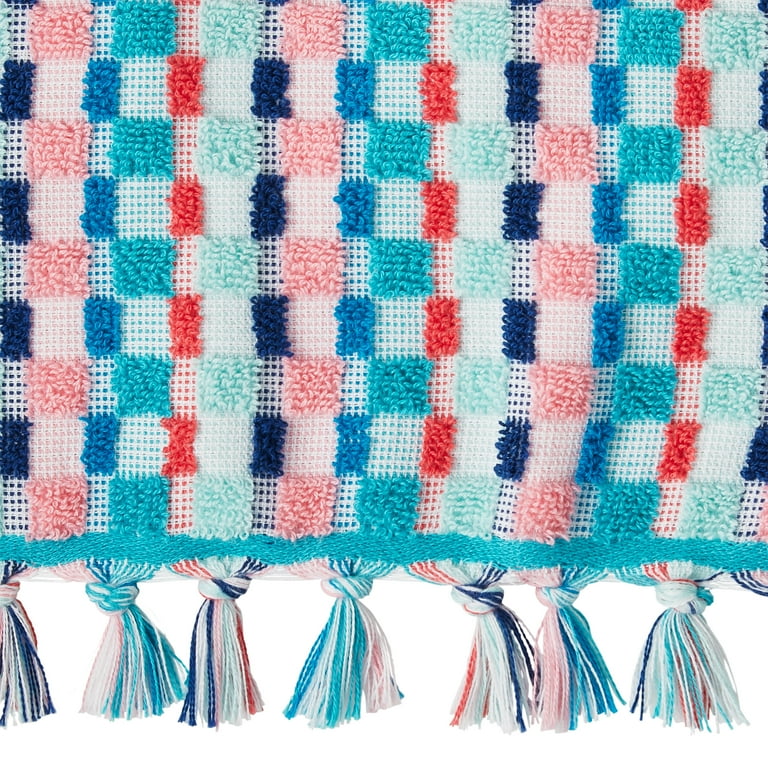 The Pioneer Woman Dotted Stripe 2-Pack Cotton Hand Towel Set, Teal 