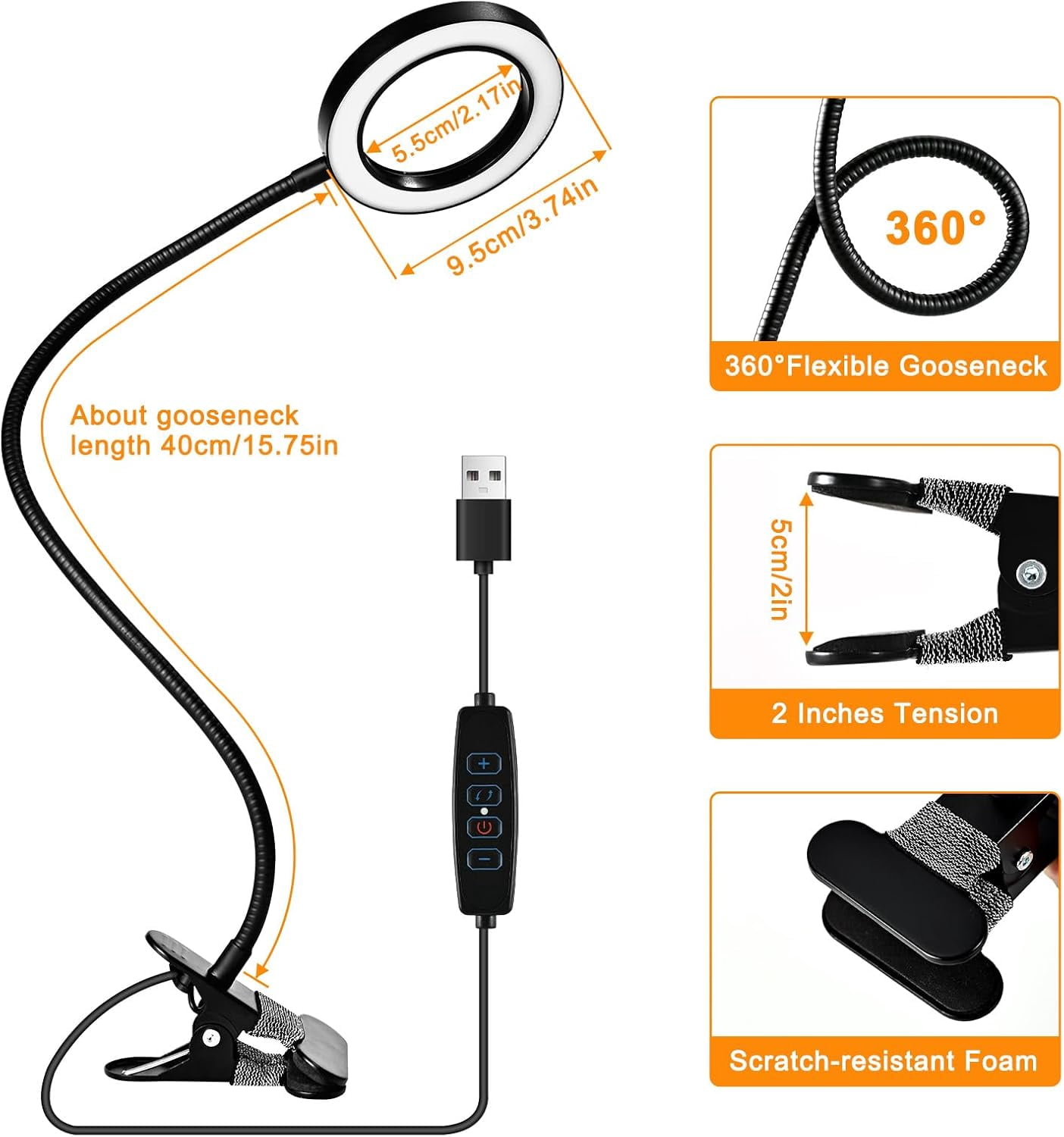 10X Magnifying Glass with Light and Timer, 2 in 1 Desk Lamp, 3 Color Modes 10 Dimmable Brightness, Flexible Gooseneck Magnifier for Craft Hobby Sewing Close Work(No Adapter)