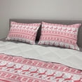 thumbnail image 2 of Nordic Comforter & Sham Bedding Set, Winter Christmas Ornamental Illustration with Snowflakes Reindeers Animal Pattern, 3 pcs Duvet Set Microfiber Filling Quilt, 5 Sizes, Coral White, by Ambesonne, 2 of 4