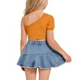 thumbnail image 6 of Amidoa Girls 2 Piece Outfits Summer Clothes Tank Top Cotton Short Sleeve Solid Color T-Shirt and Casual Shorts Kids Clothing Sets Yellow Size 4T, 6 of 9