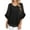 Black, variant on Weardear Women's 3/4 Ruffle Sleeve Blouse Round neck Tops Double Layers Flowy Shirts Elegant Chiffon Blouses