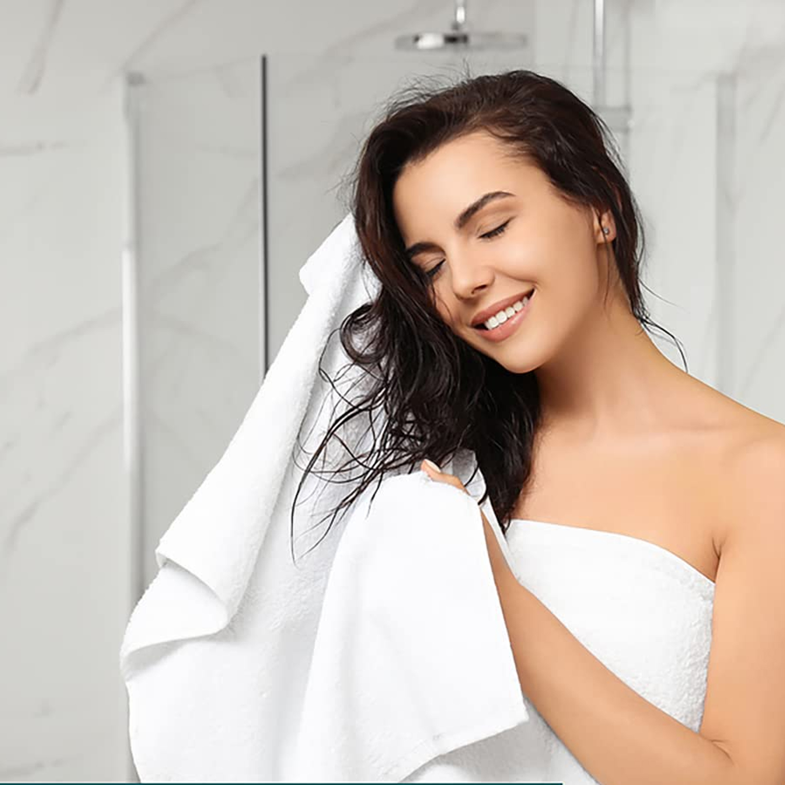 SupremePlus Lightweight Absorbent 24" x 48" Cotton Blend Bath Towels, White 6 Count