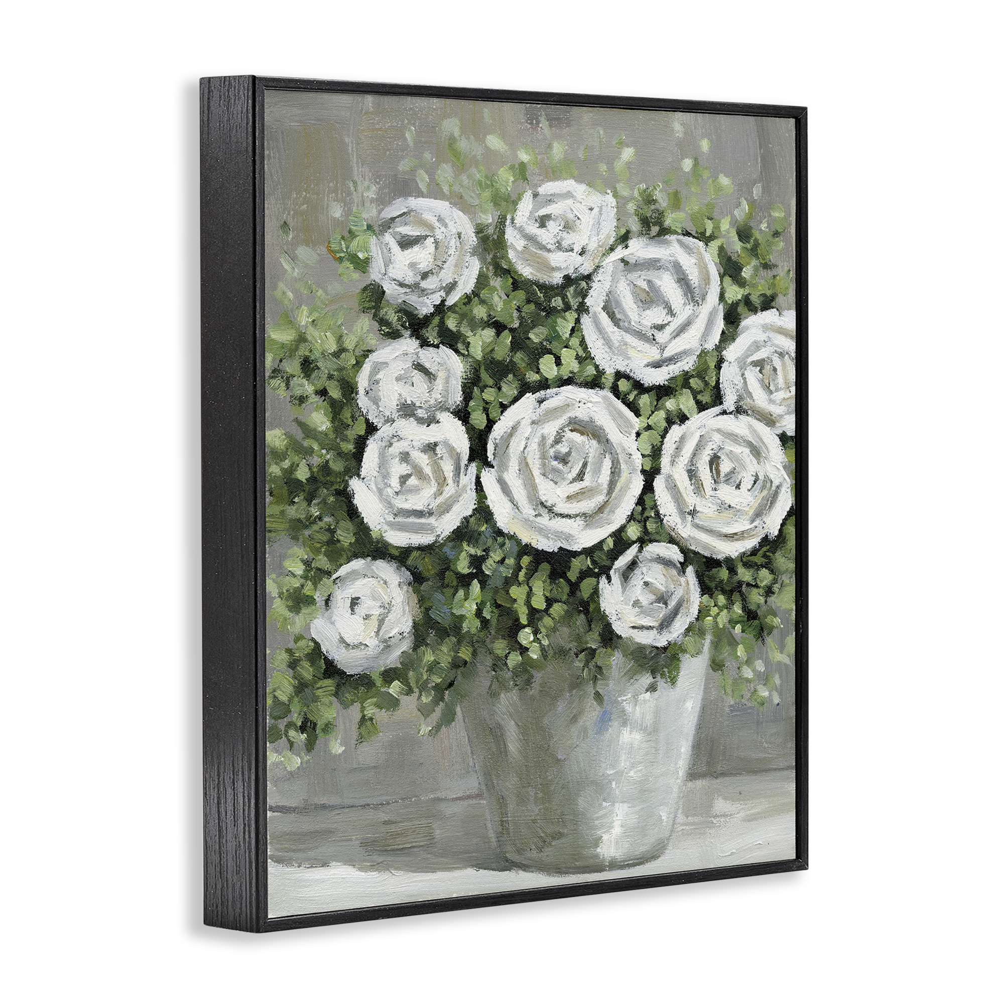 Stupell Industries Potted Ranunculus Blooms Botanical & Floral Painting Black Framed Art Print Wall Art, 11 x 14