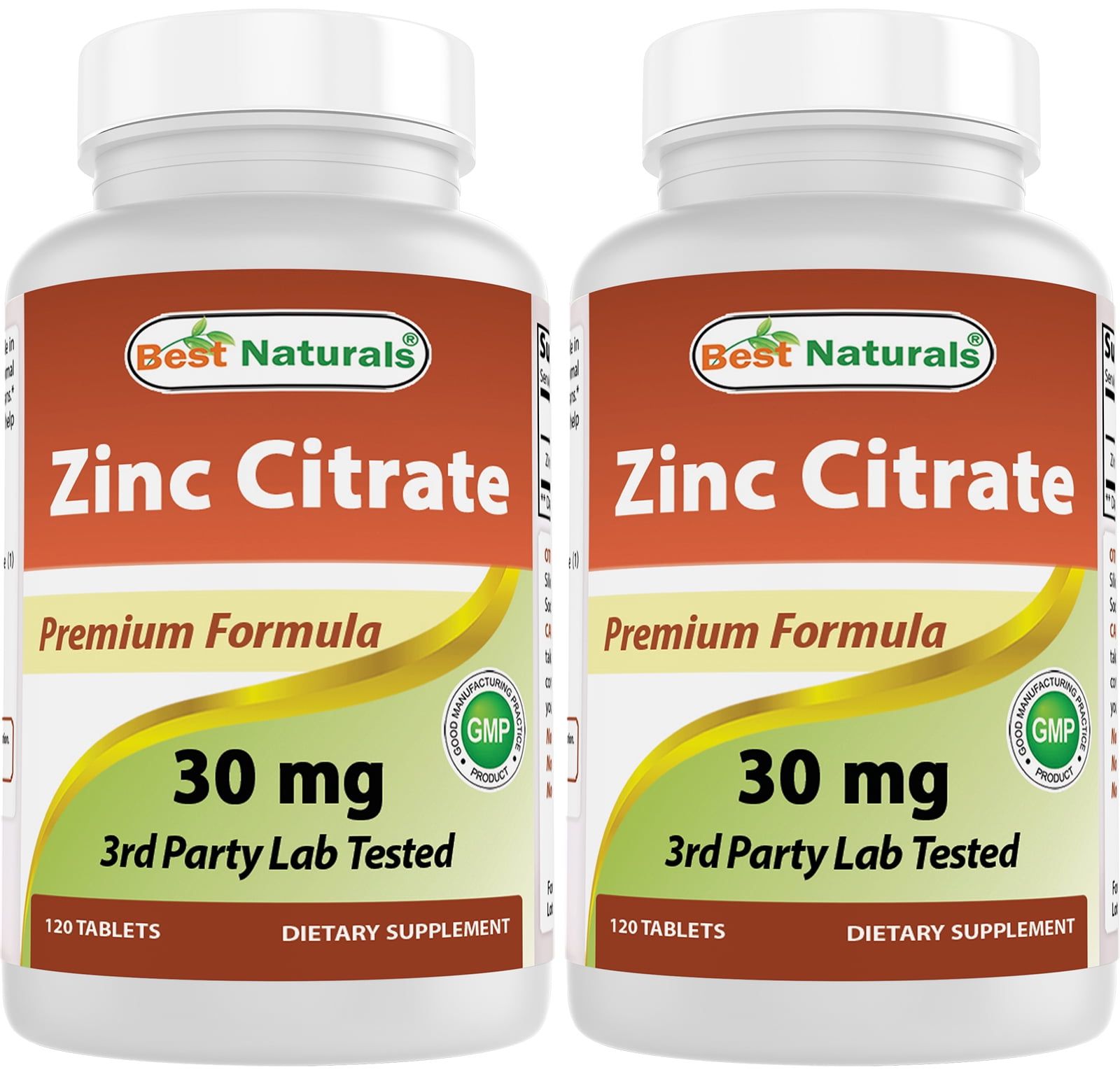 2 Pack Best Naturals Zinc Citrate 30 mg 120 Tablets Immune Support