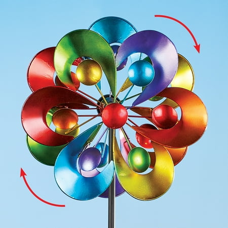 Colorful Double-Sided Spinner Yard Stake with Bold Arch Design - Seasonal Outdoor Decoration