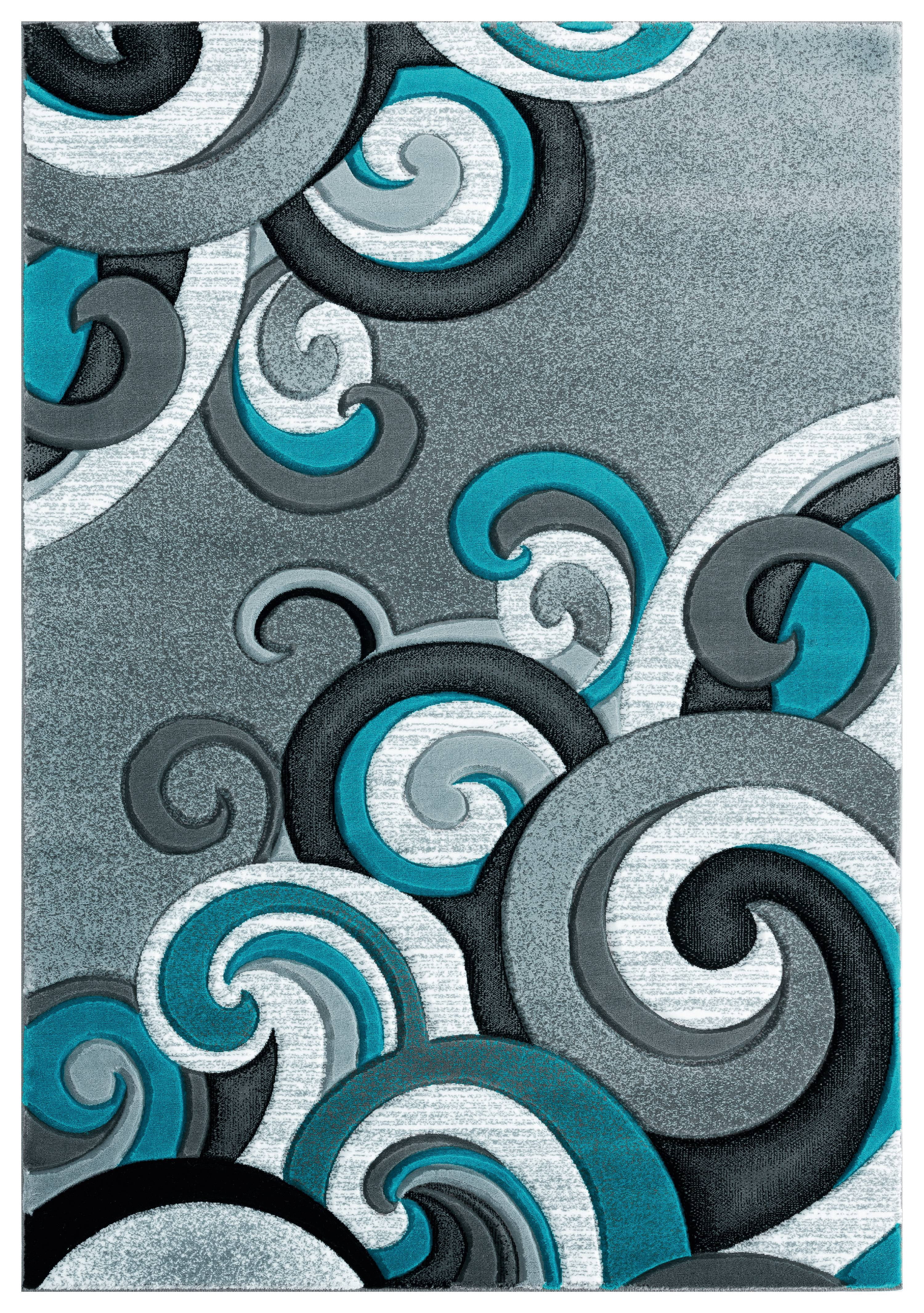 United Weavers Drachma Dahlia Modern Paisley Accent Rug, Turquoise, 2'7" x 4'2"