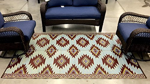 MontVoo-Outdoor Rug Carpet for Patio RV Camping 9x12ft Waterproof Reversible Portable Plastic Straw Rug Outside Indoor Outdoor Area Rug Mat for Patio Clearance Decor Balcony Picnic Geometric Boho Rug 