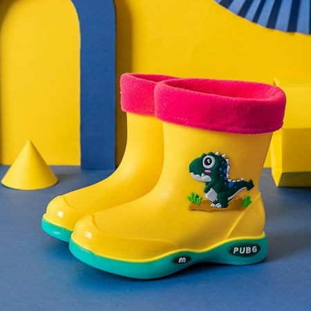

HAXMNOU New Kids Girls Cartoon Children s Rain Boots Non Slip Children Water Shoes Classic Children Rainboots Non Slip Yellow