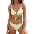 thumbnail image 2 of idosla Women's 2 Piece Bikini Sets Ditsy Floral Swimsuit Tie Back Swimwear (Yellow, XS), 2 of 7