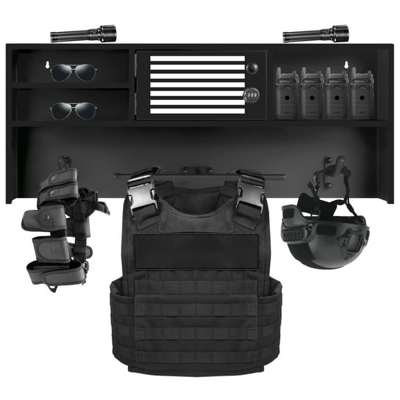 Police Gear Rack with Hooks, 35.5”L x14.5”H Police Gear Stand, Tactical Police Hanger as Police Retirement Gift