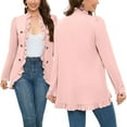 thumbnail image 7 of WBQ Women's Ruffle Casual Cropped Blazer Open Front Jacket Long Sleeve Cardigan for Ladies, 7 of 7