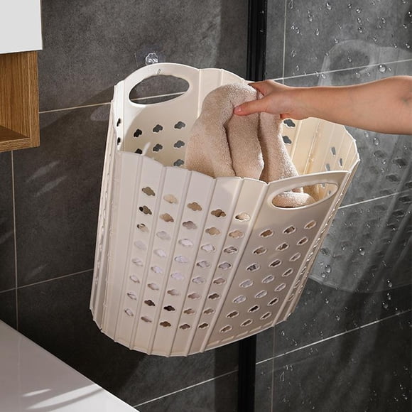 Cesta de ropa plegable montada en la pared Cesta de ropa sucia de almacenamiento multifuncional
