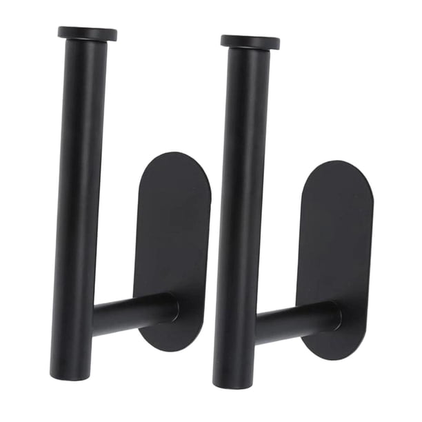 2 soportes para cortinas, multiusos, para armario, resistentes al óxido, para papel higiénico. Negro