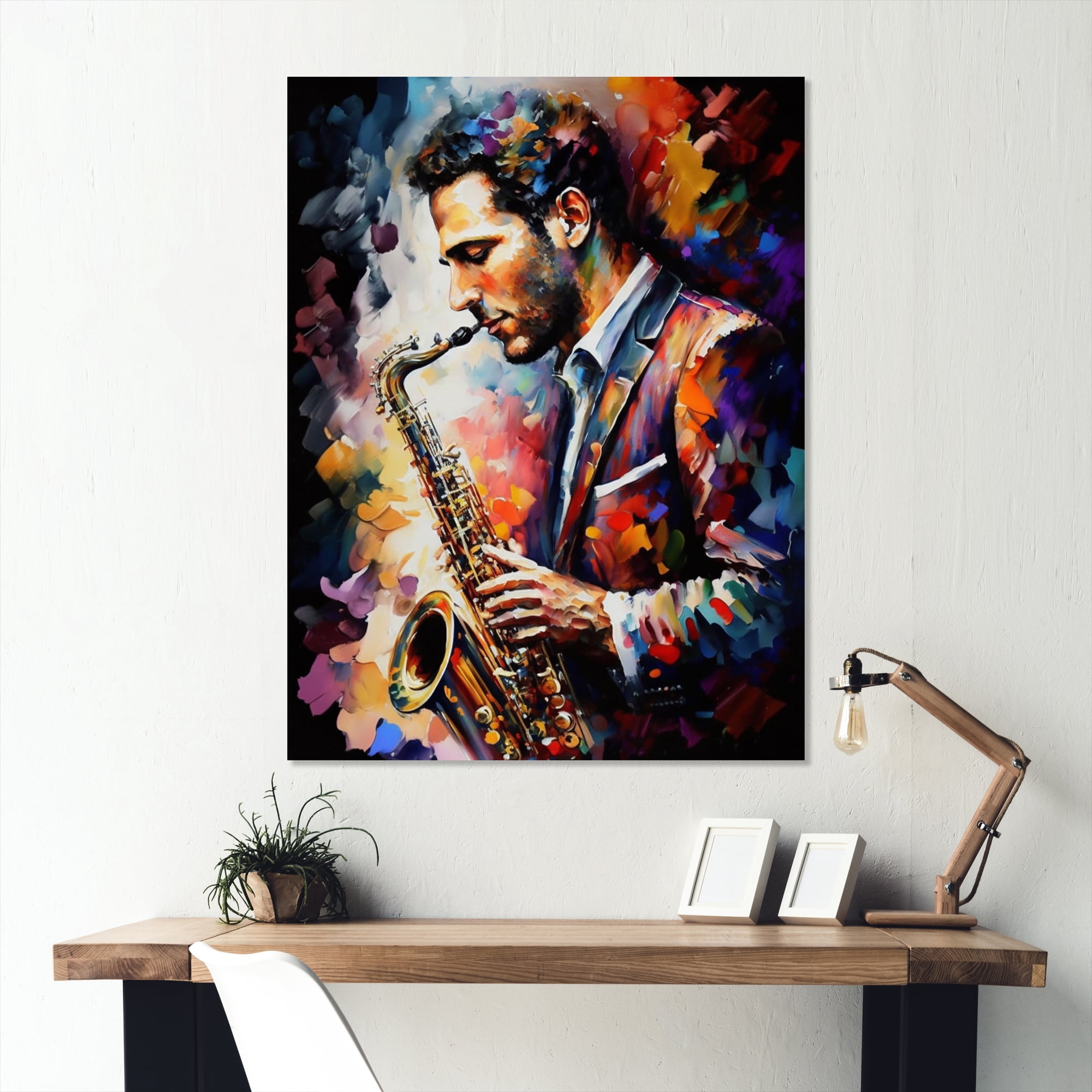 Designart Saxophone Player On Stage II Canvas Wall Art
